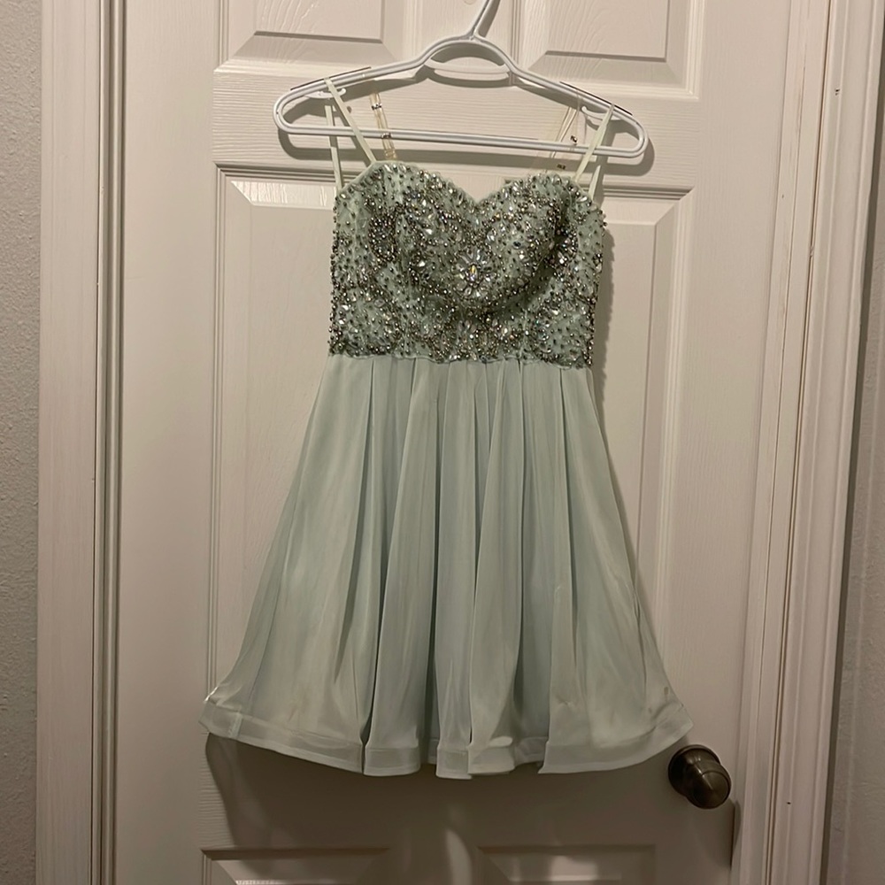 Short mint green homecoming dress
